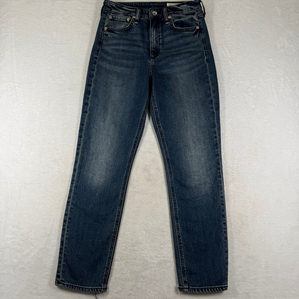 Rag & Bone Nina High-Rise Ankle Cigarette Jeans Vallery Dark Wash 25 WDD22P2647